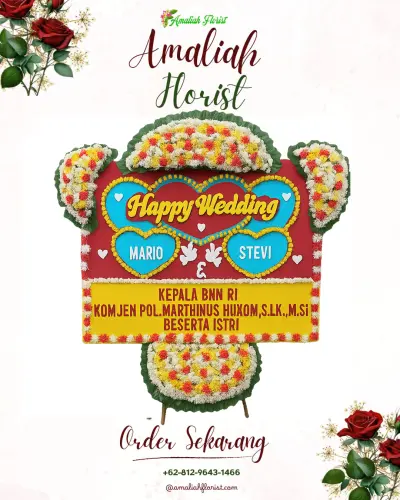 Karangan Papan Bunga Pernikahan di Ohoitel
